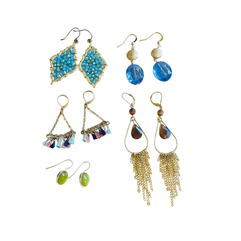 Y2K Modern Festival Boho earrings Lot of 5 Pairs Pierced Dangle Retro Groovy